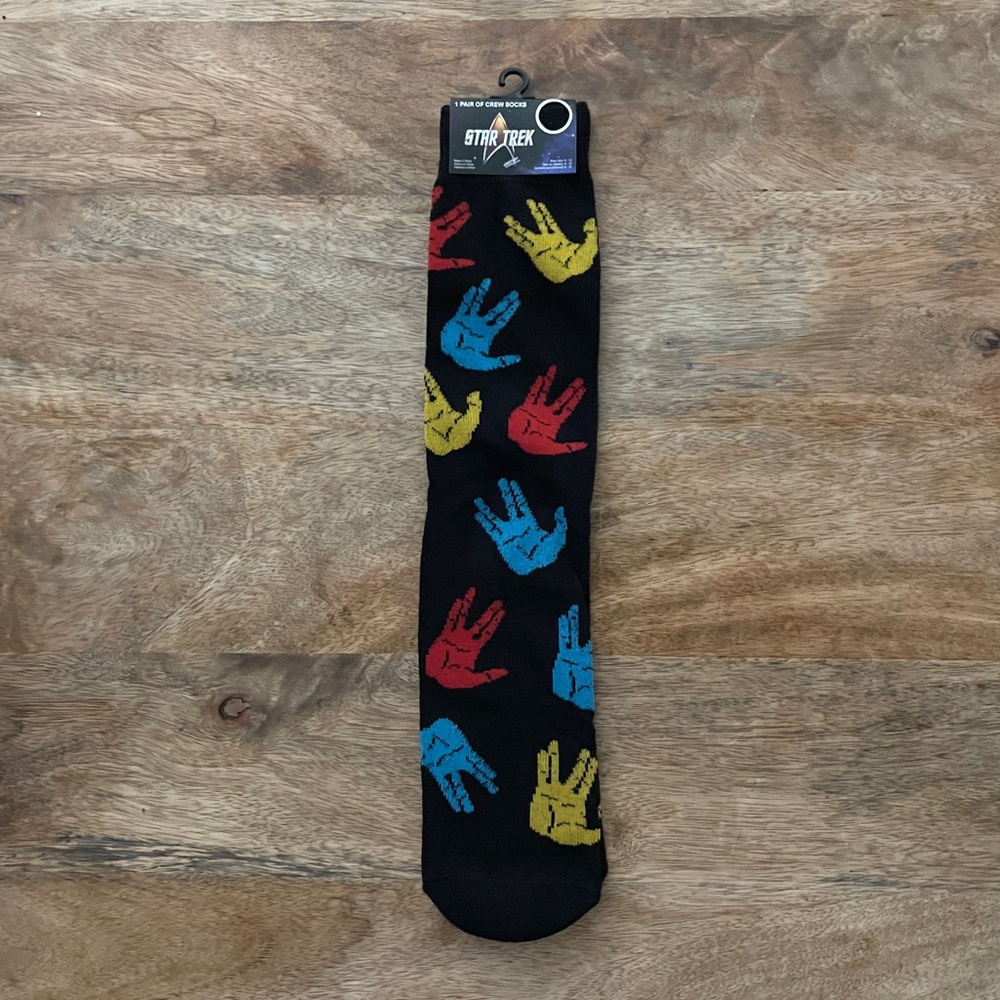 5/$20 NEW Adult Spock Vulcan Salute Star Trek Socks